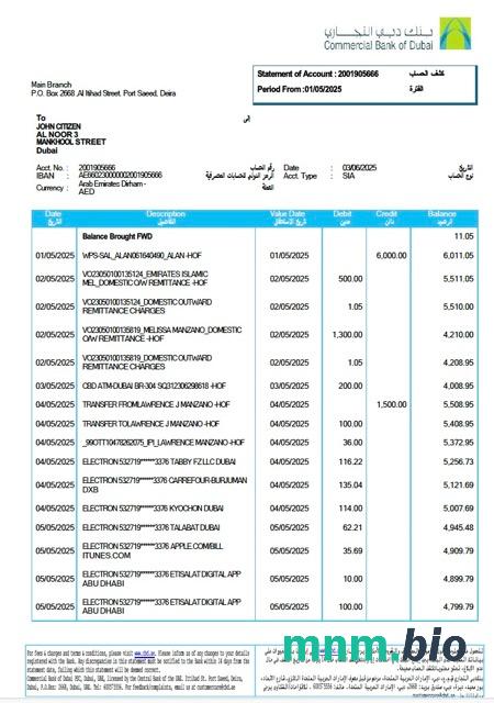 ZEA Rakbank Elite wyciąg bankowy słowo i szablon PDF